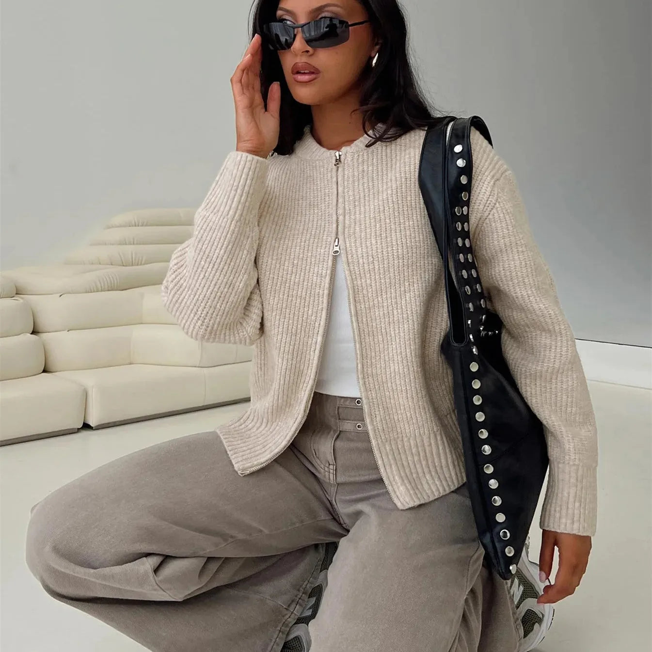 Damen Strickcardigan mit Knopfleiste – Y2K Casual Style