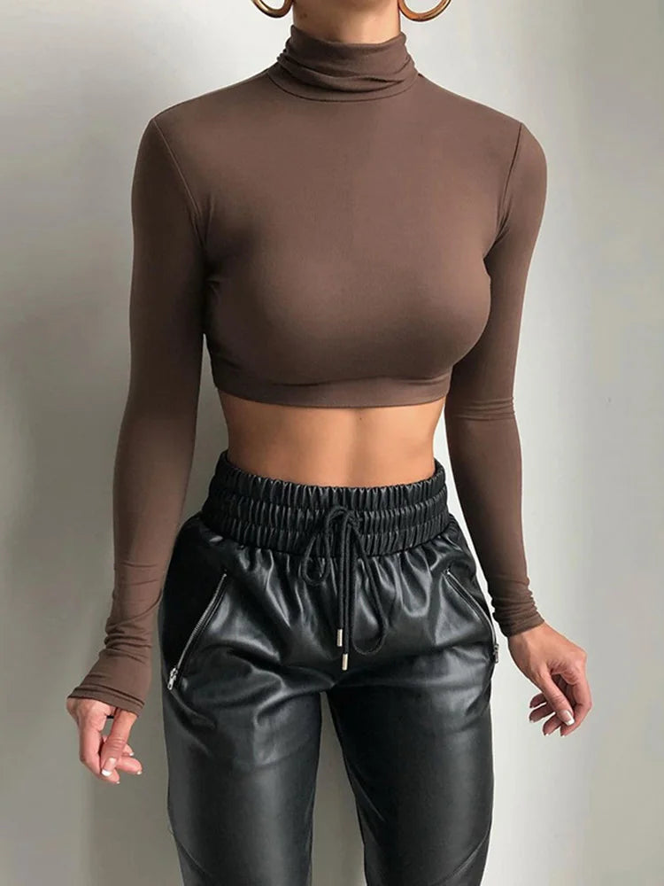 Cropped Longsleeve mit Rollkragen für Damen