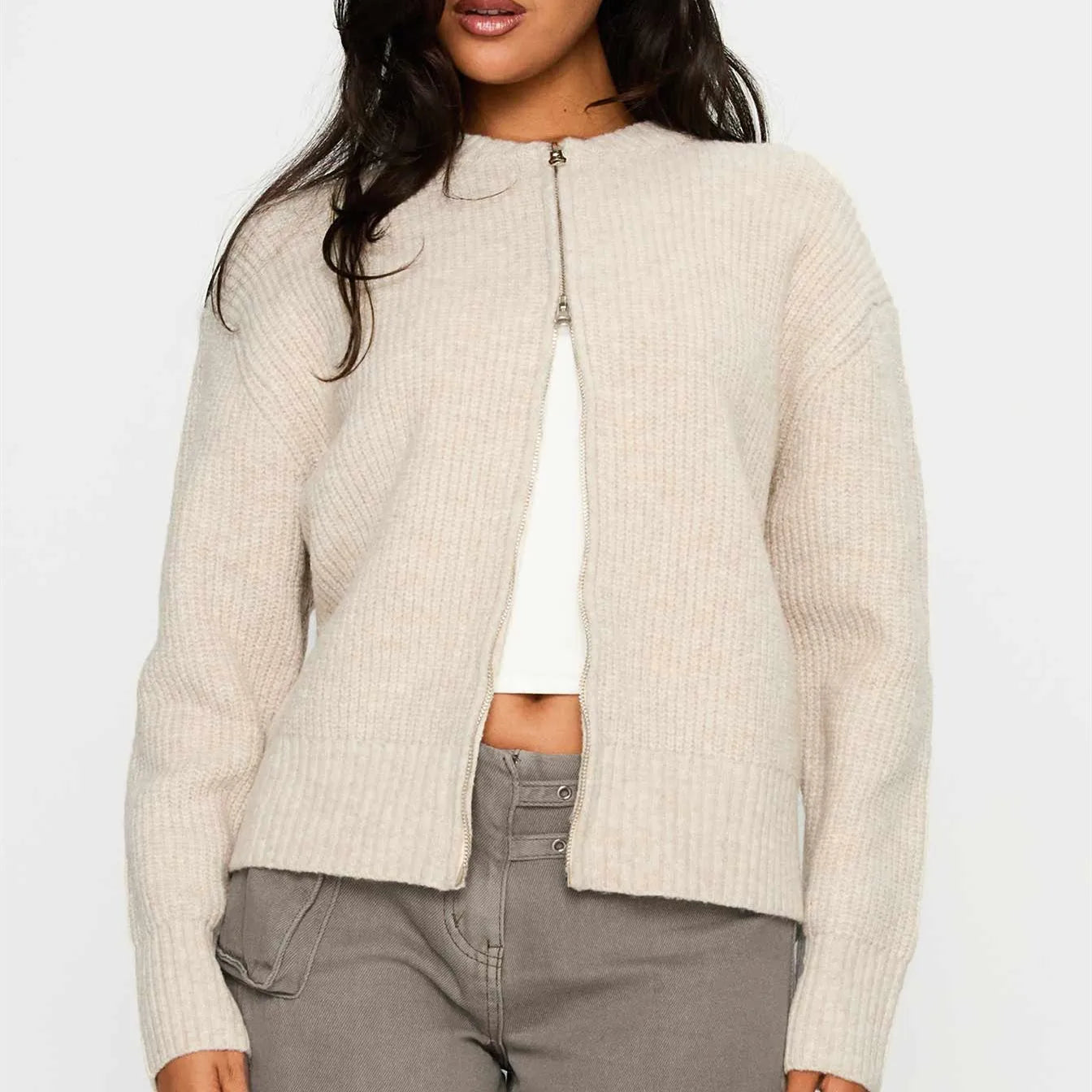 Damen Strickcardigan mit Knopfleiste – Y2K Casual Style