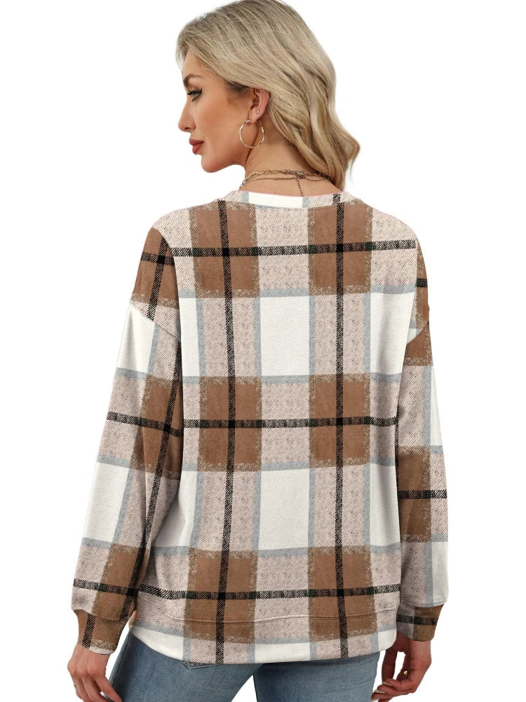 Damen Pullover mit Karomuster – Loose Fit