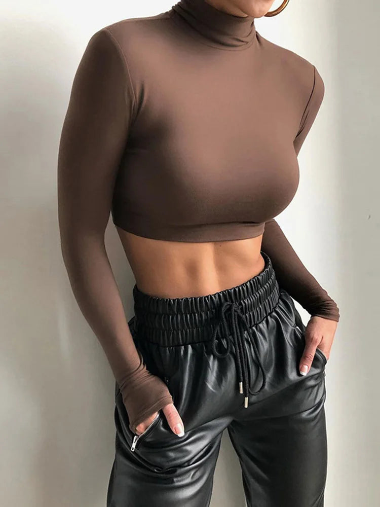 Cropped Longsleeve mit Rollkragen für Damen