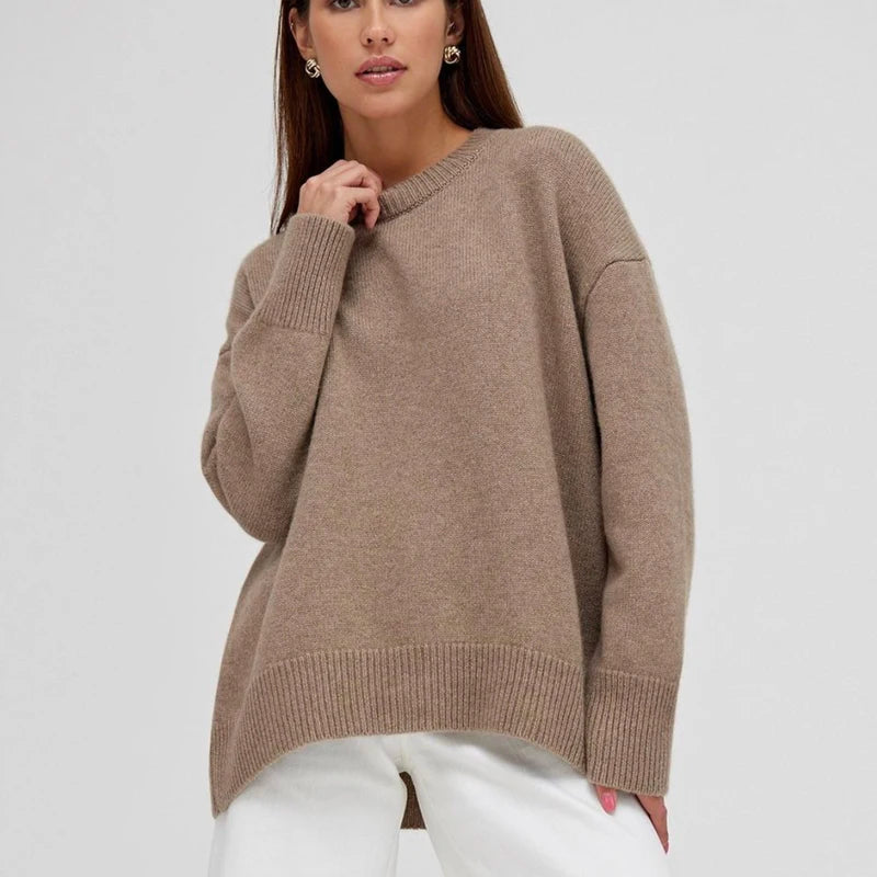 Damen Strickpullover mit O-Ausschnitt – Lässige Eleganz im Loose Fit