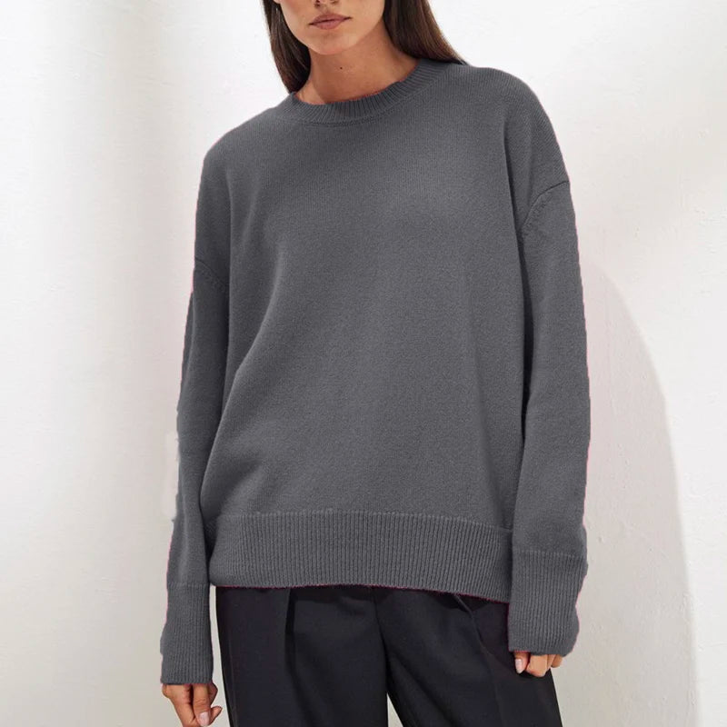 Damen Strickpullover mit O-Ausschnitt – Lässige Eleganz im Loose Fit