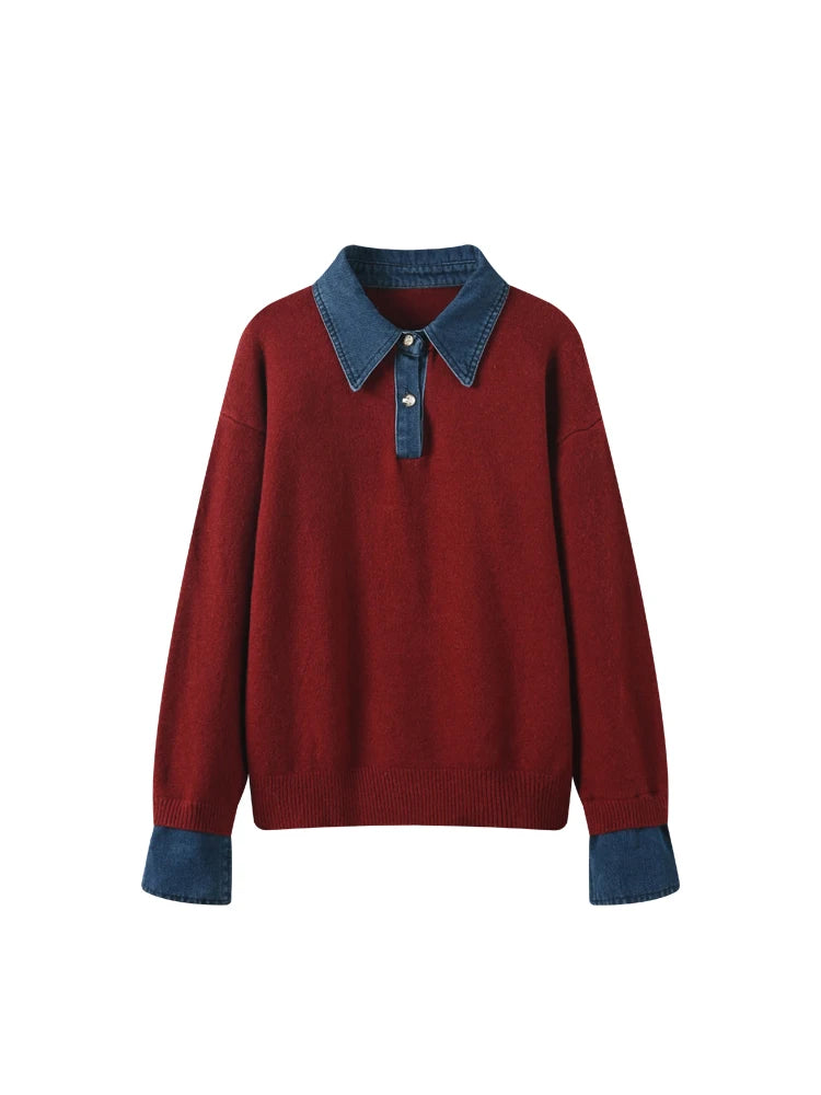 2-in-1 Strickpullover mit Einsatz und Reverskragen